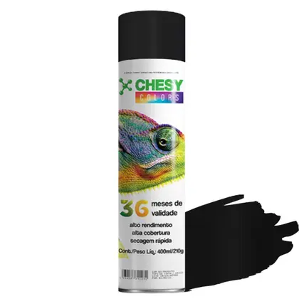TINTA SPRAY GERAL 400ML/210G PRETO FOSCO CHESY