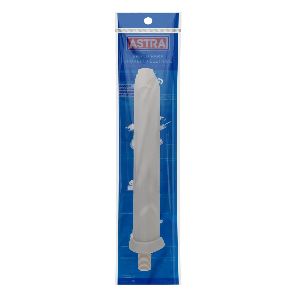 BRACO DE CHUVEIRO PLASTICO BRANCO 30CM   ASTRA