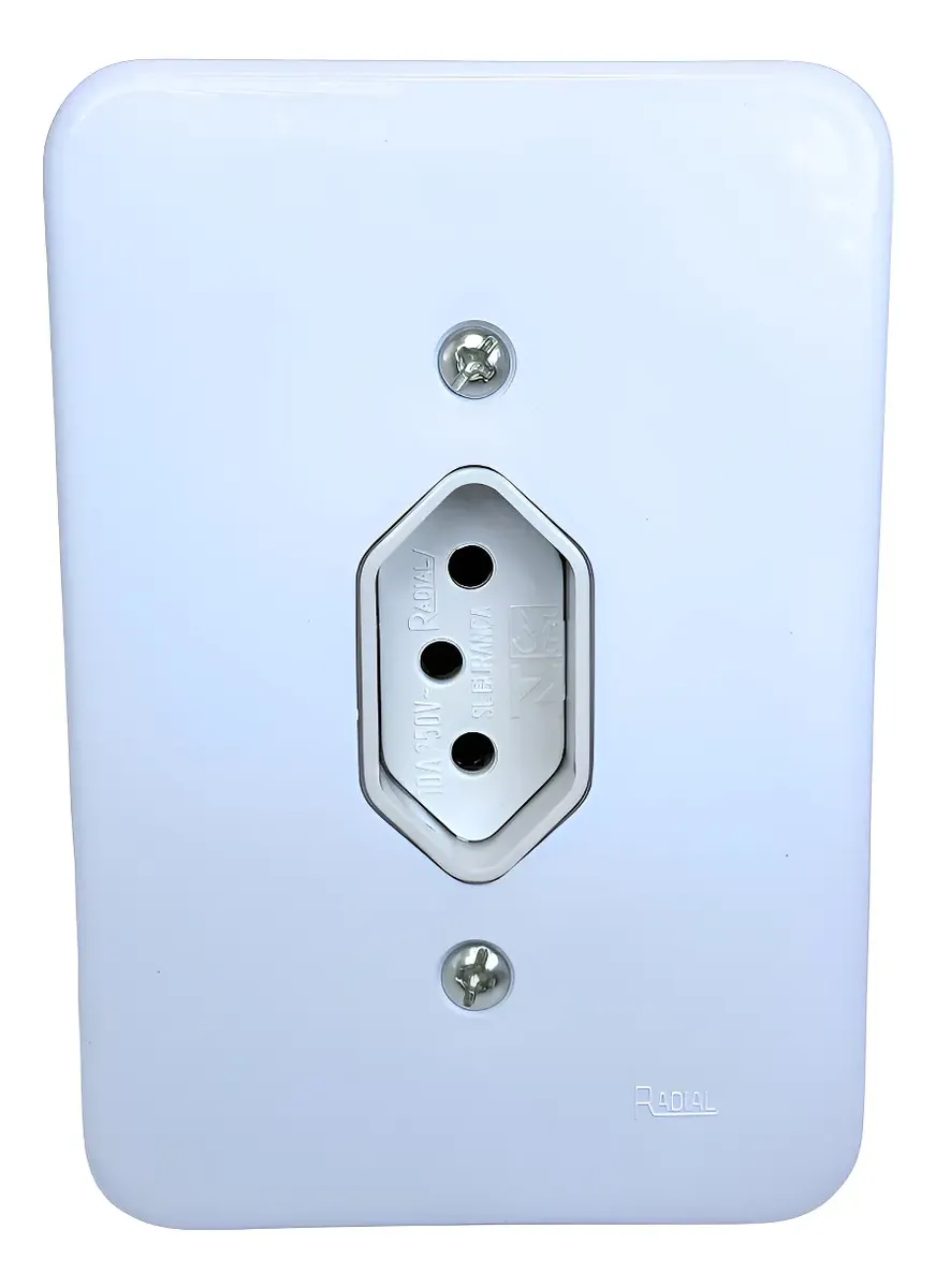 TOMADA C/PLACA 10A BRANCA RADIAL-POLAR