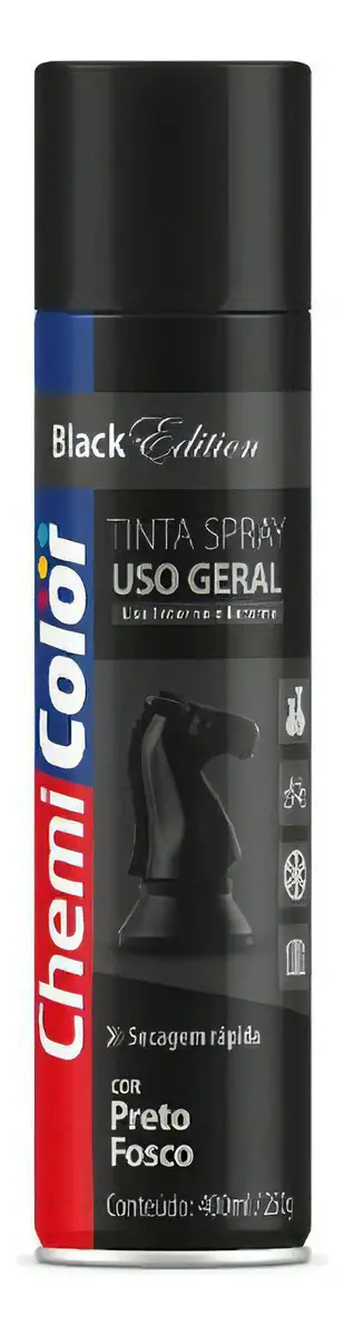 TINTA SPRAY GERAL 400ML PRETO FOSCO CHEMICOLOR
