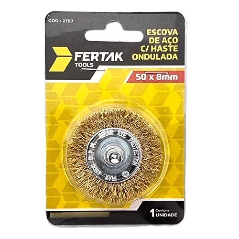 ESCOVA ACO C/HASTE ONDULADA 50X8MM FERTAK