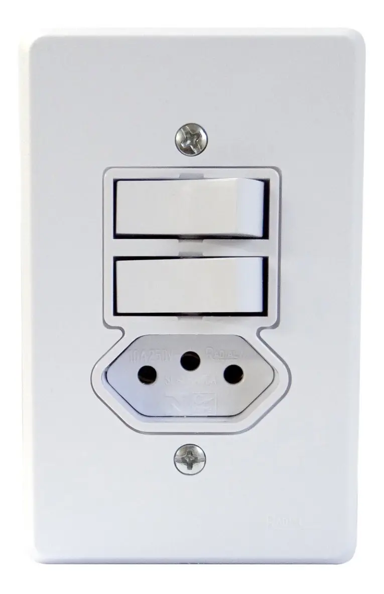 INTERRUPTOR 2 SECOES + TOMADA 20A BRANCA RADIAL-POLAR