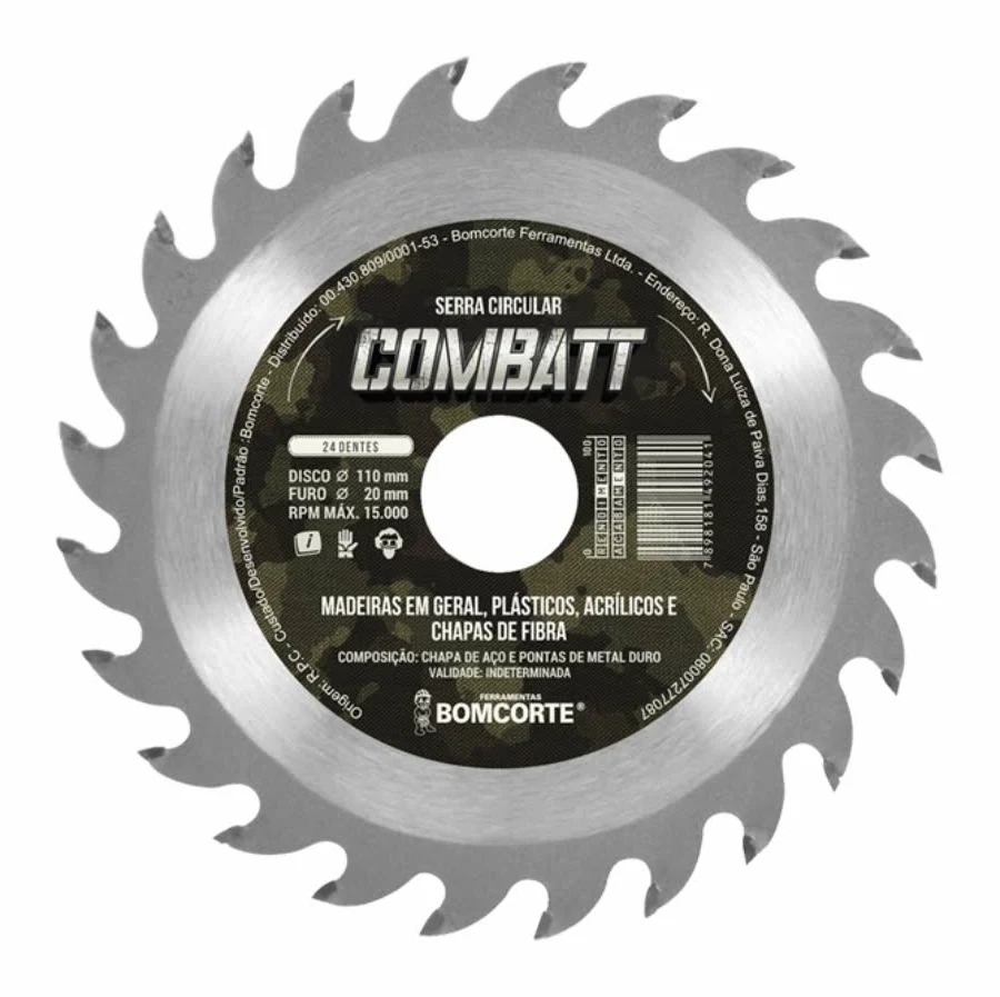 DISCO MADEIRA 24 DENTES COMBATE 4.3/8X20 BOMCORTE