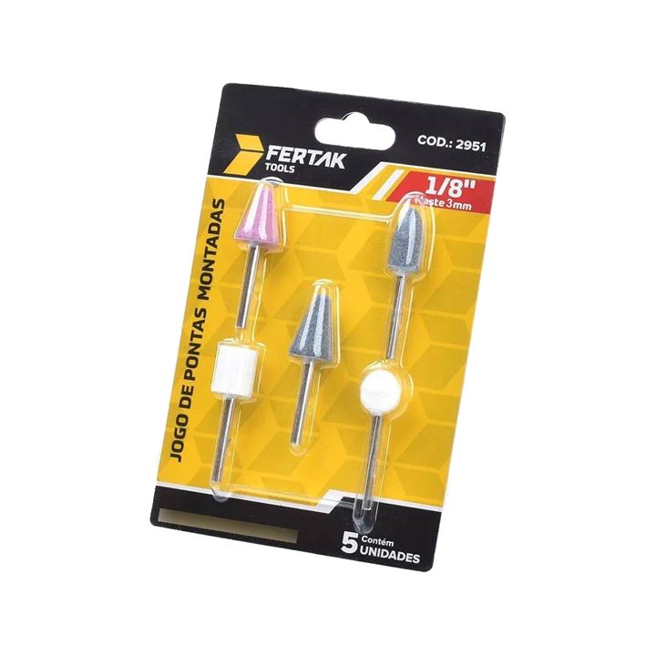 JOGO PEDRA DE MOAGEM 5PC 1/8 FERTAK